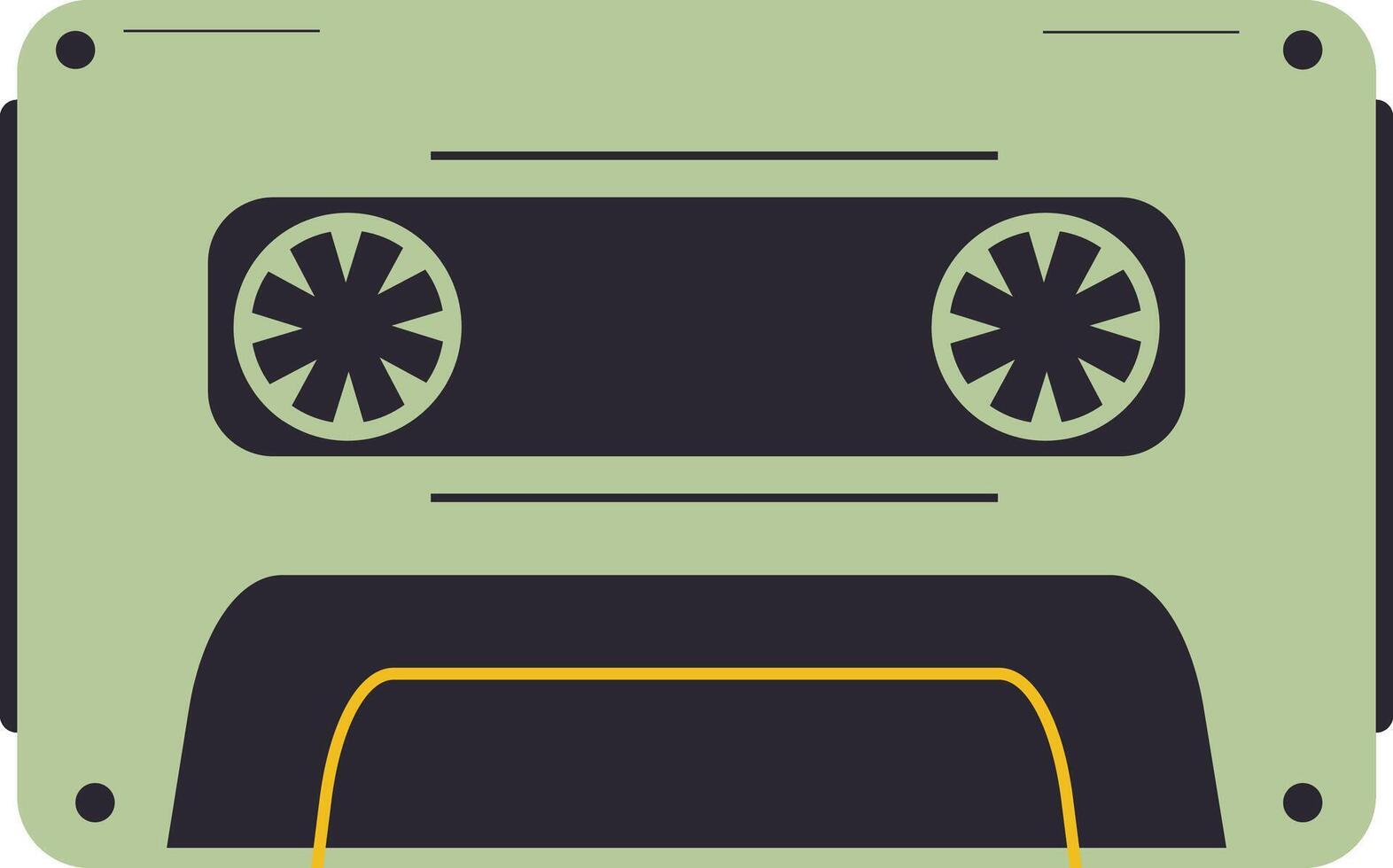 Retro Audio Cassette Tape Isolated on White Background. Cartoon Illustration. vector