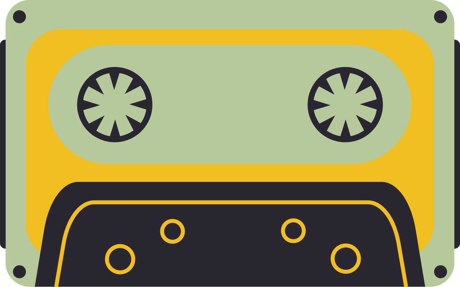 Retro Audio Cassette Tape Isolated on White Background. Cartoon Illustration. vector