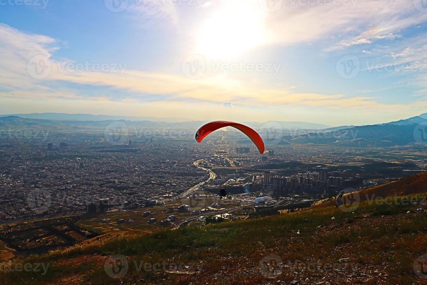 skydiving over cities in iraq photo
