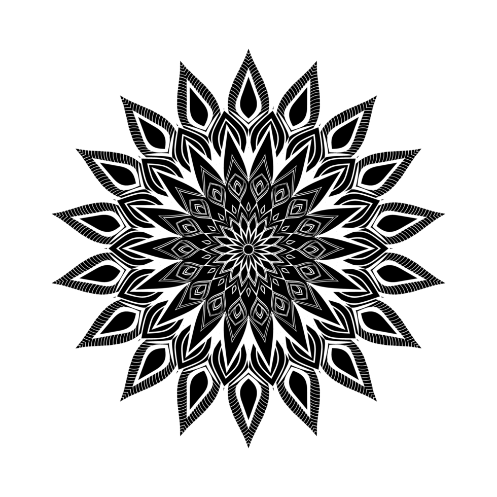 Decorative mandala design in black color png