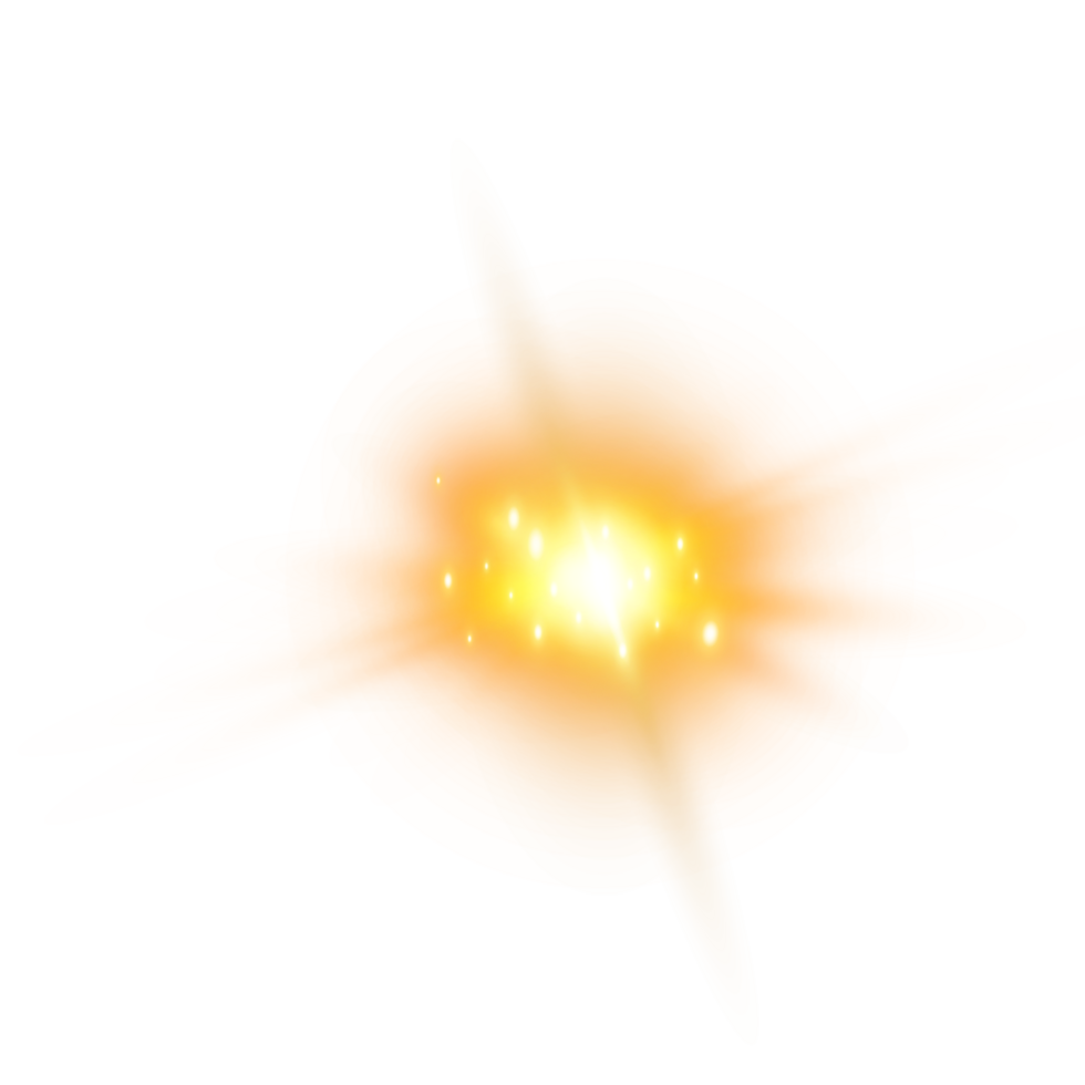 Golden Star sparks glitter special light effect. Gold sparkles star on transparent background. Transparent sunlight special lens flare light effect. png