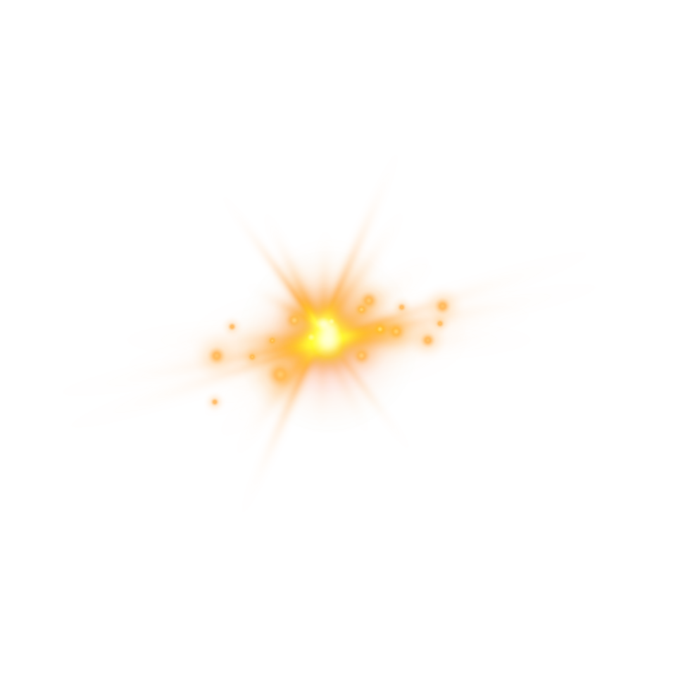 Golden Star sparks glitter special light effect. Gold sparkles star on transparent background. Transparent sunlight special lens flare light effect. png