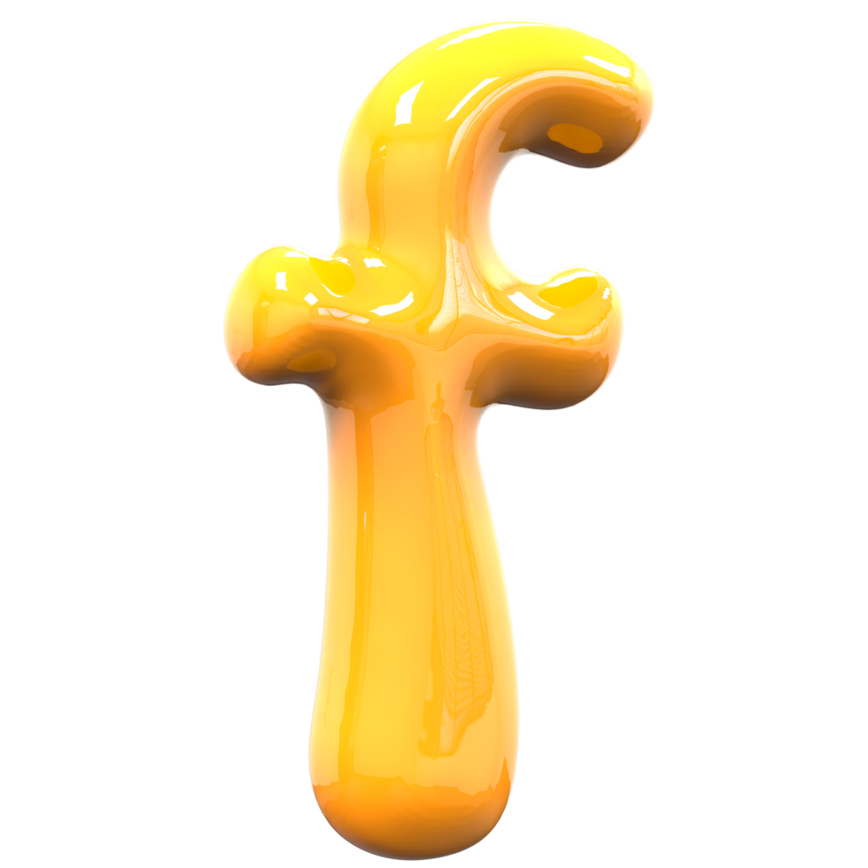 f Font Yellow Color 3D Render png
