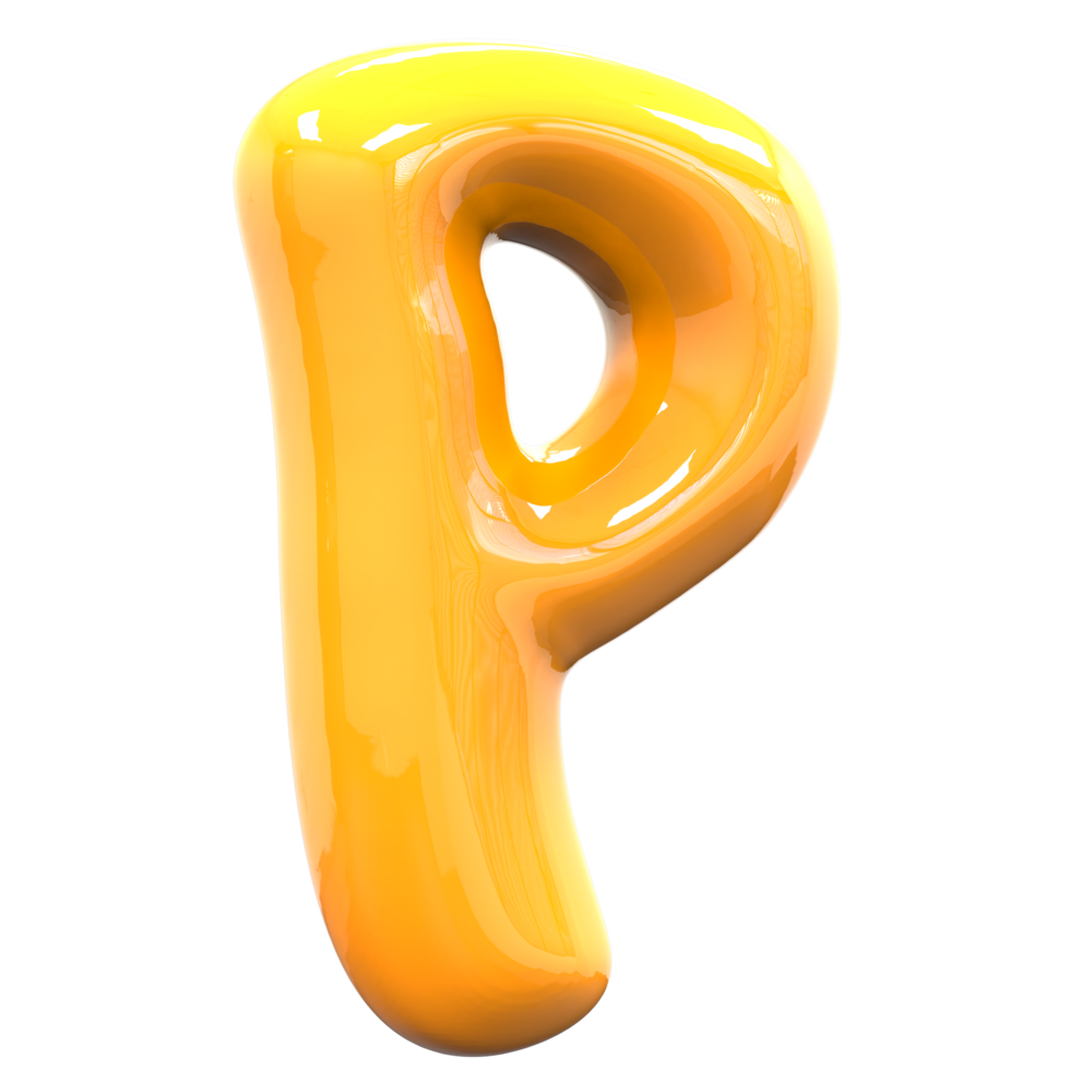 P Font Yellow Color 3D Rendering png