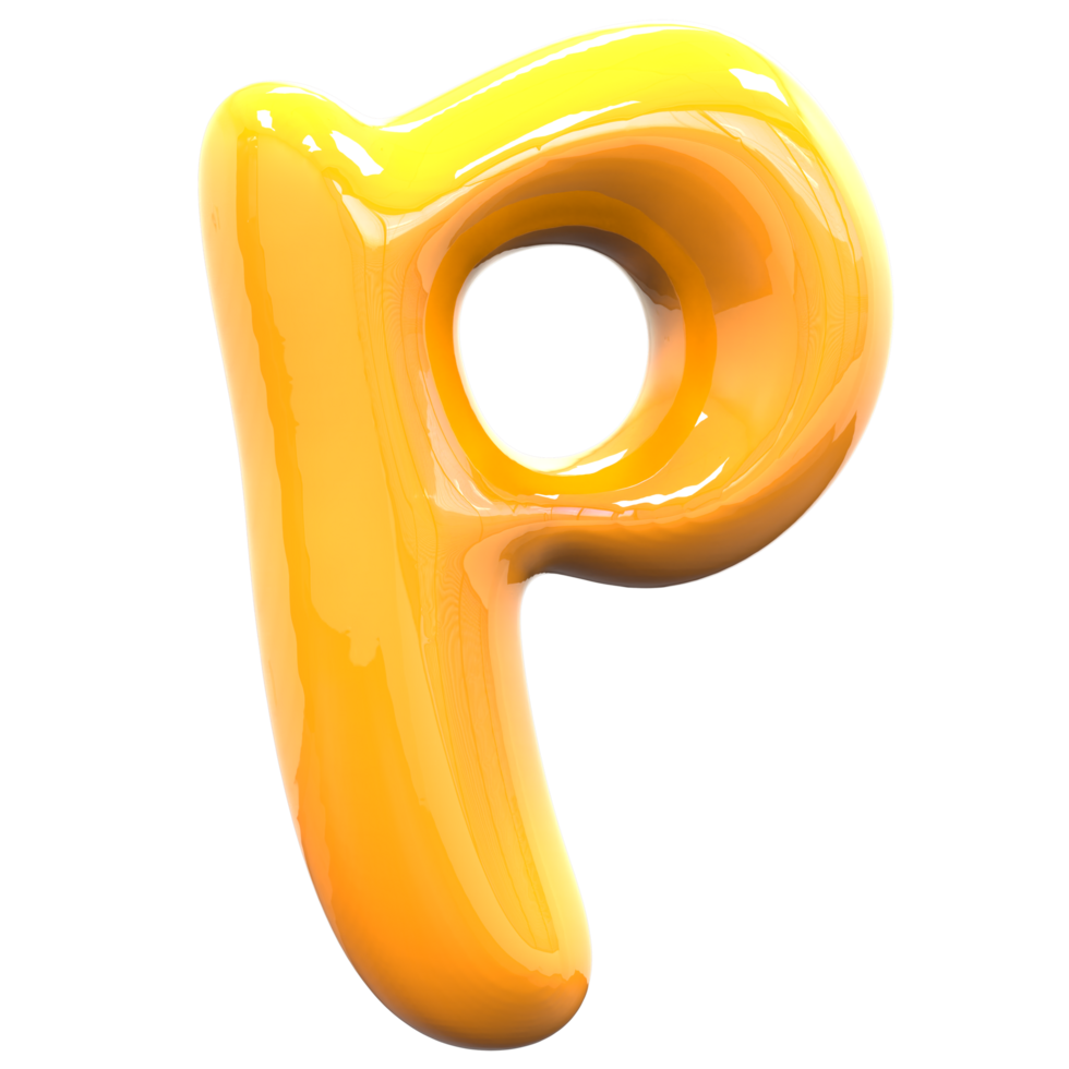 p Font Yellow Color 3D Render png