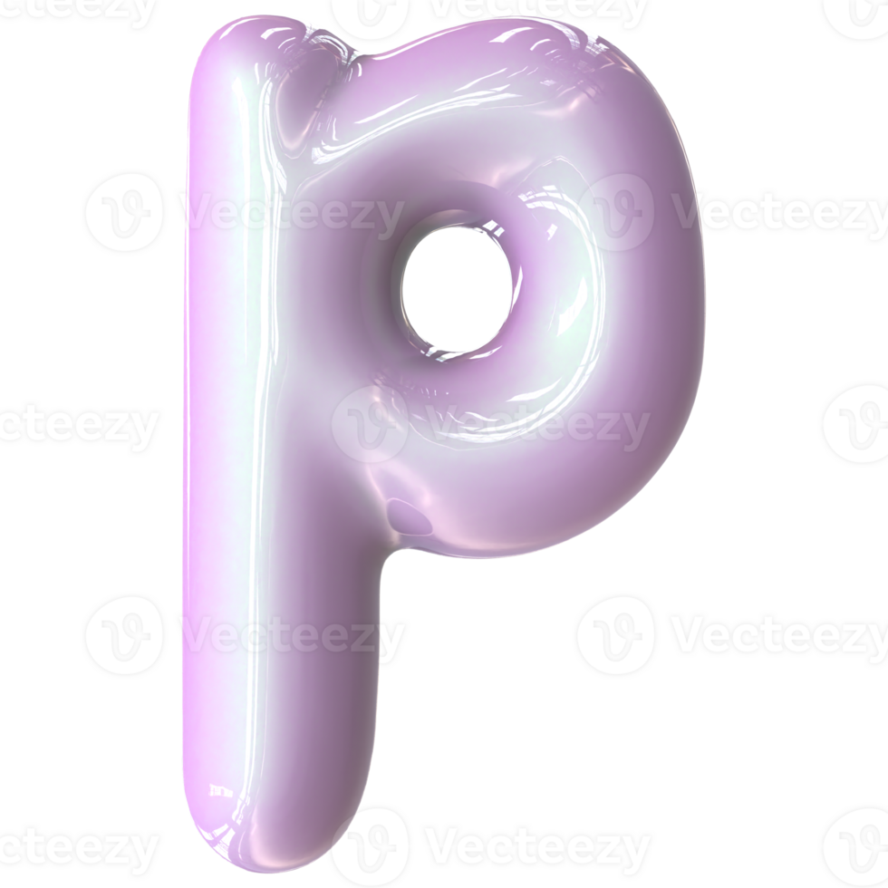 p Font Pink Color 3D Render png
