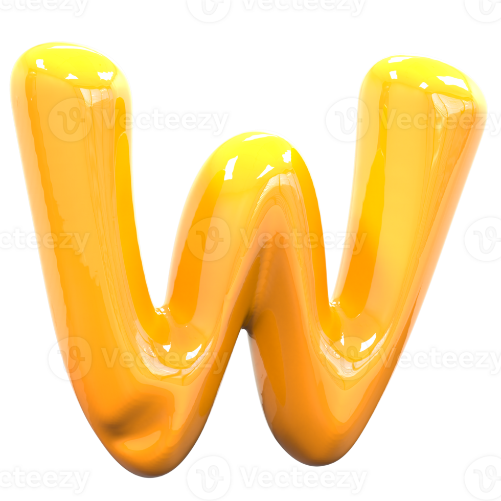 W Font Yellow Color 3D Rendering png