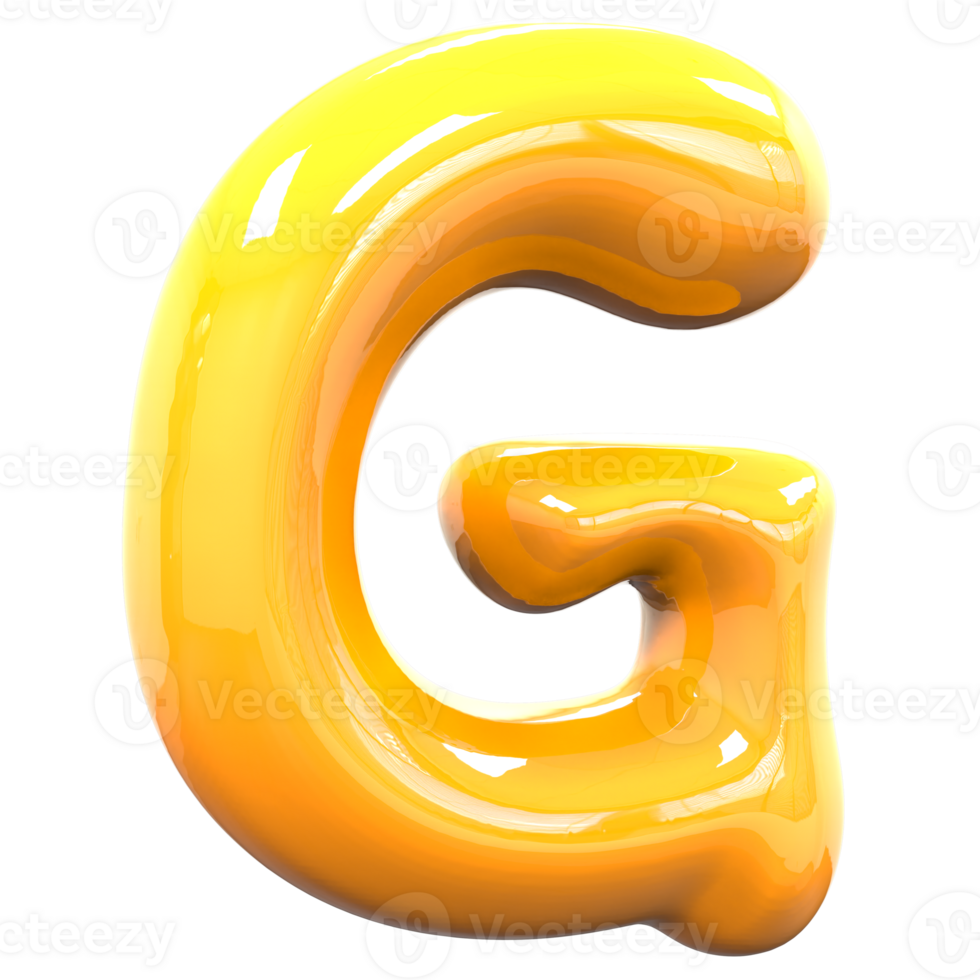 G Font Yellow Color 3D Rendering png