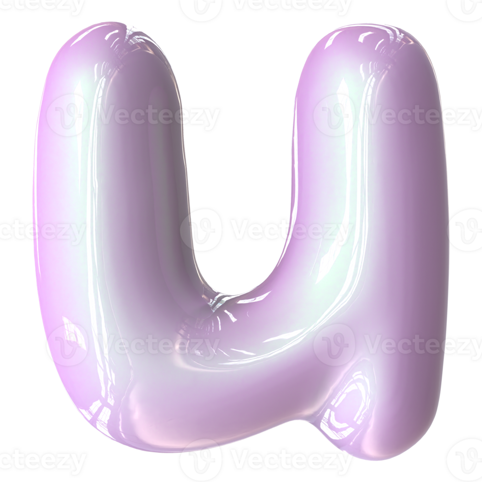 u Font Pink Color 3D Render png