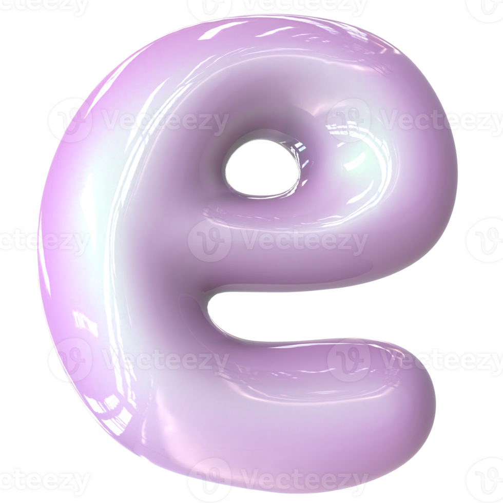 E Font Pink Color 3D Render png