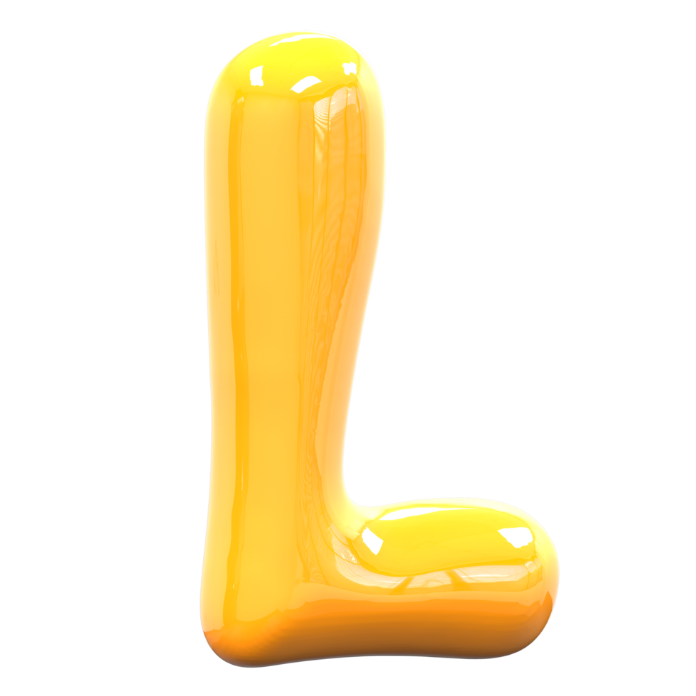 L Font Yellow Color 3D Rendering png