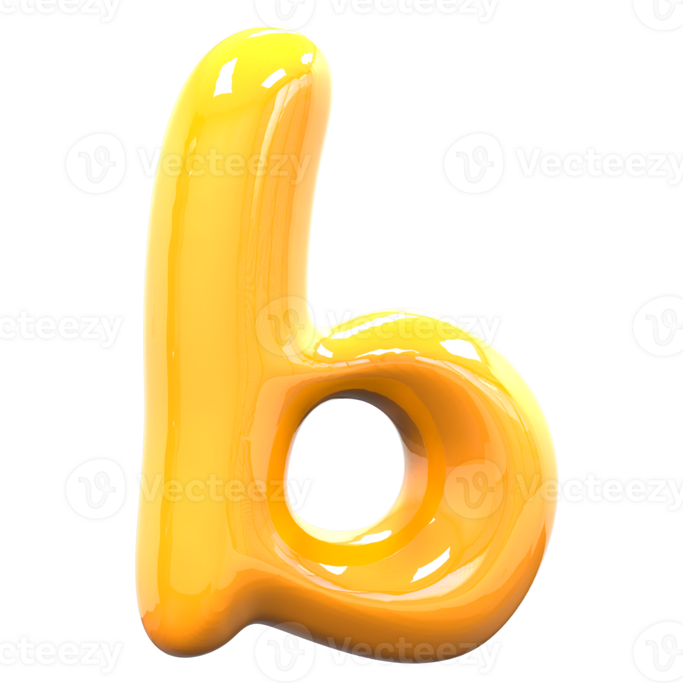b Font Yellow Color 3D Render png