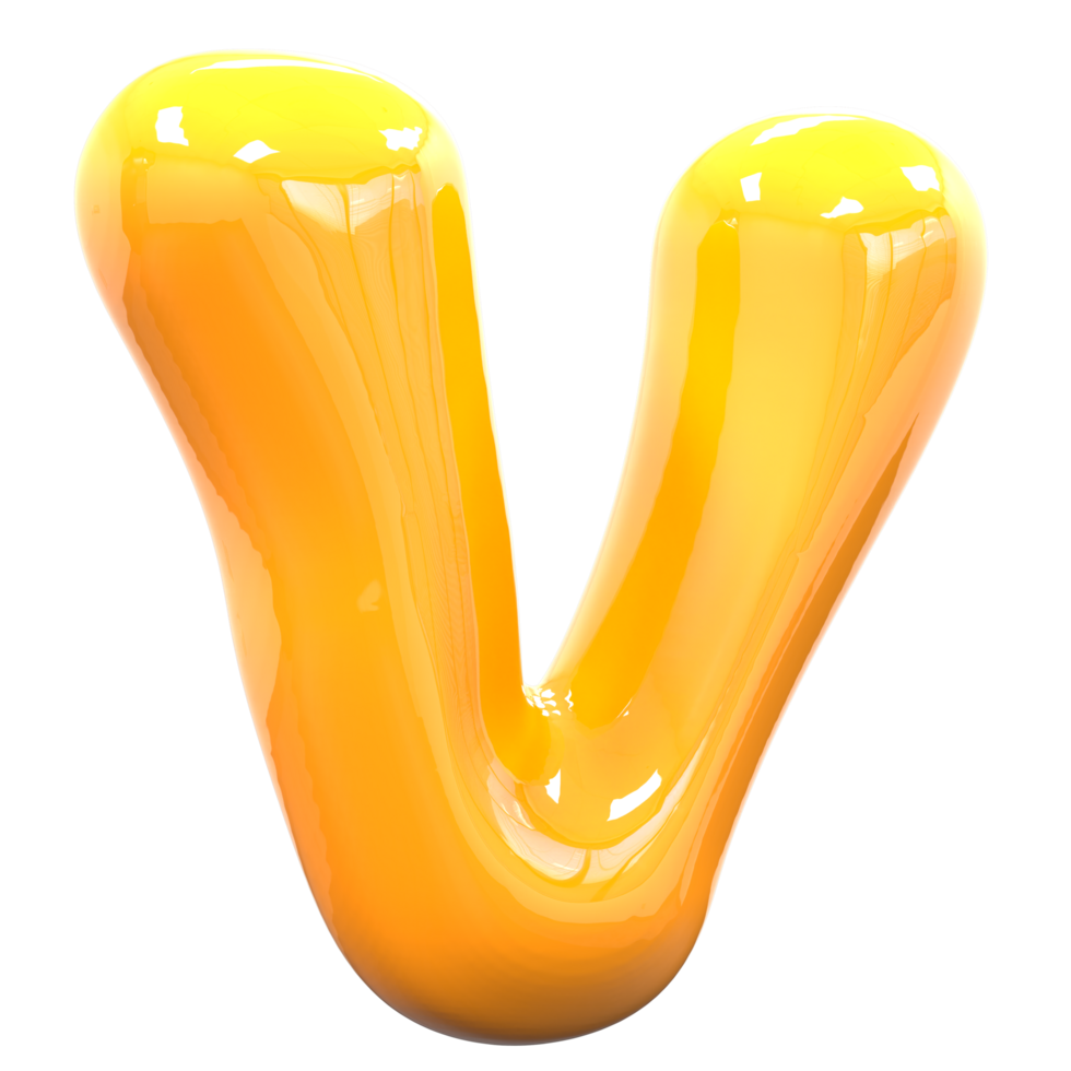 v Font Yellow Color 3D Render png
