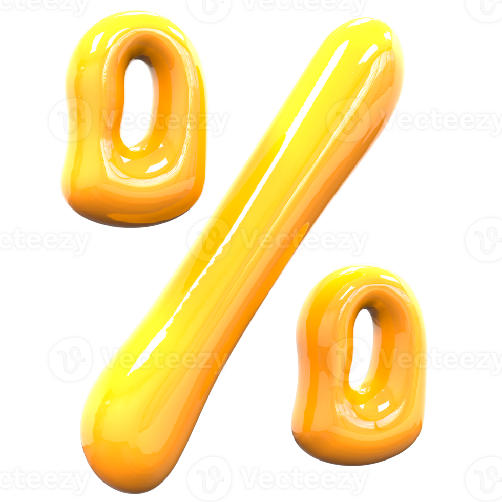 Percent Yellow Color 3D Rendering png