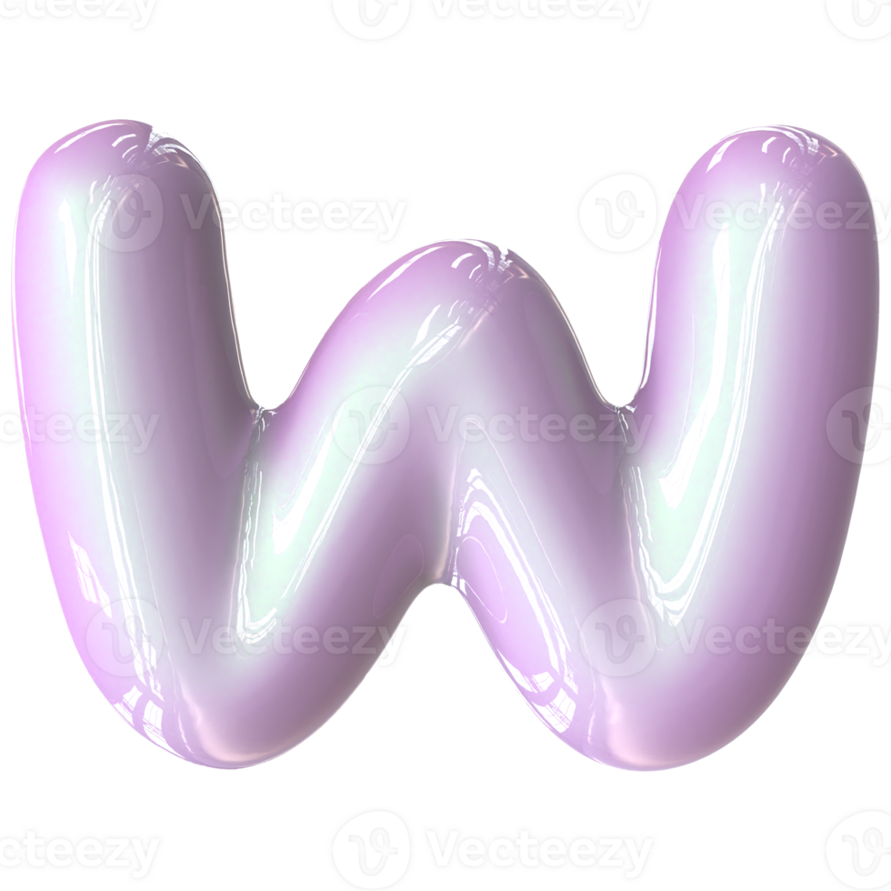w Font Pink Color 3D Render png