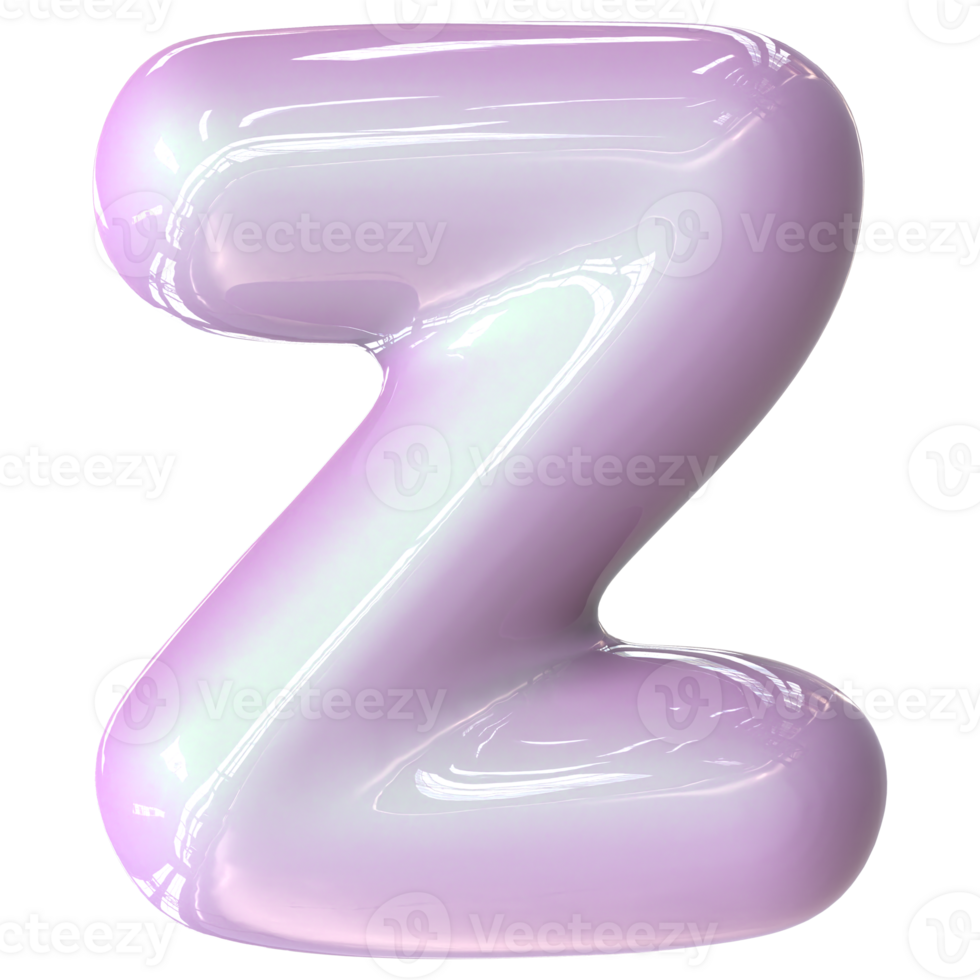 z Font Pink Color 3D Render png