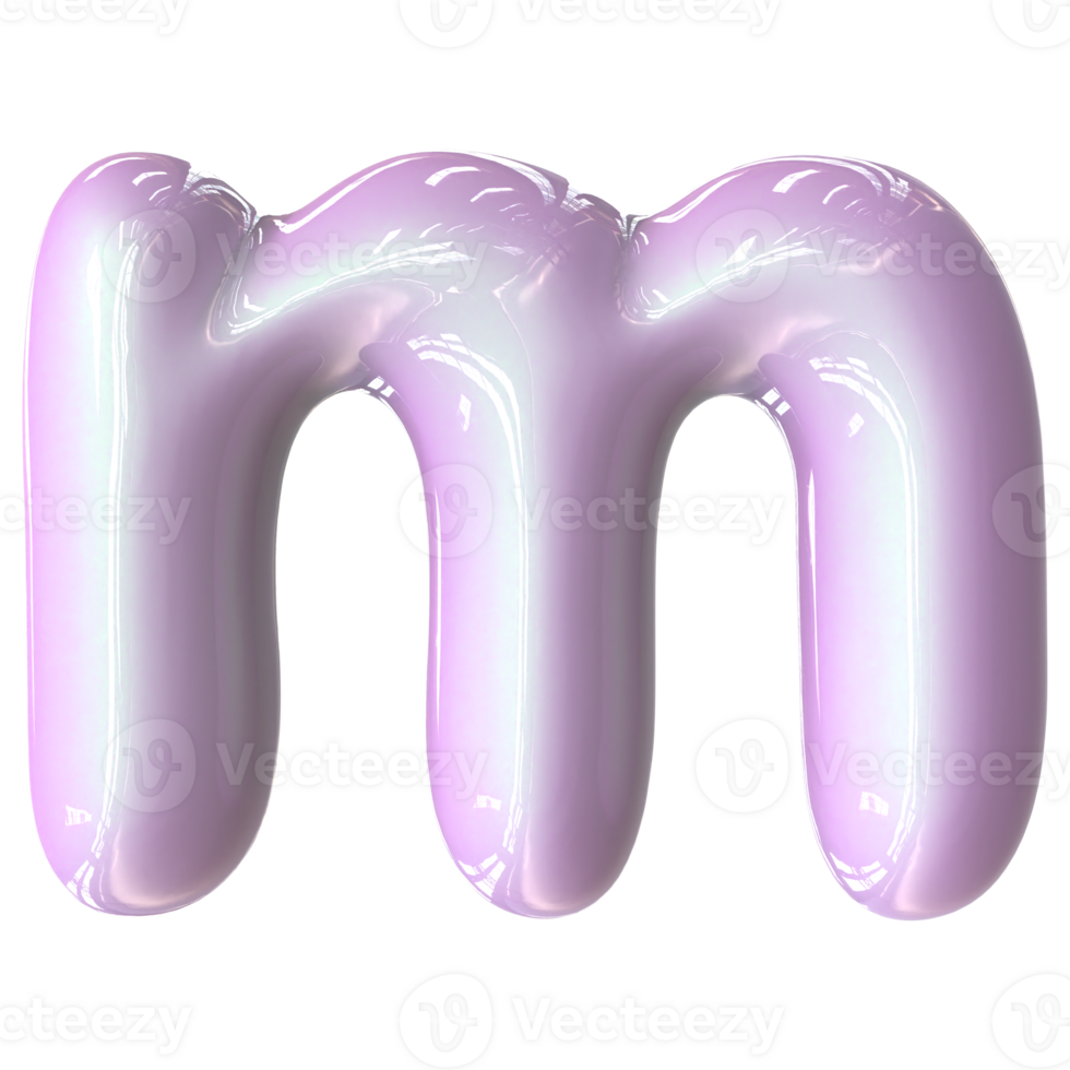 m Font Pink Color 3D Render png