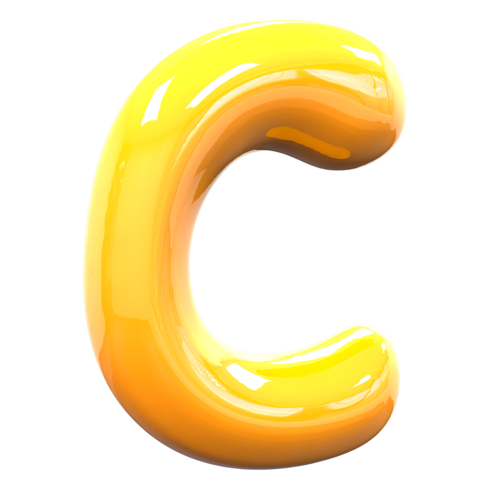 C Font Yellow Color 3D Rendering png