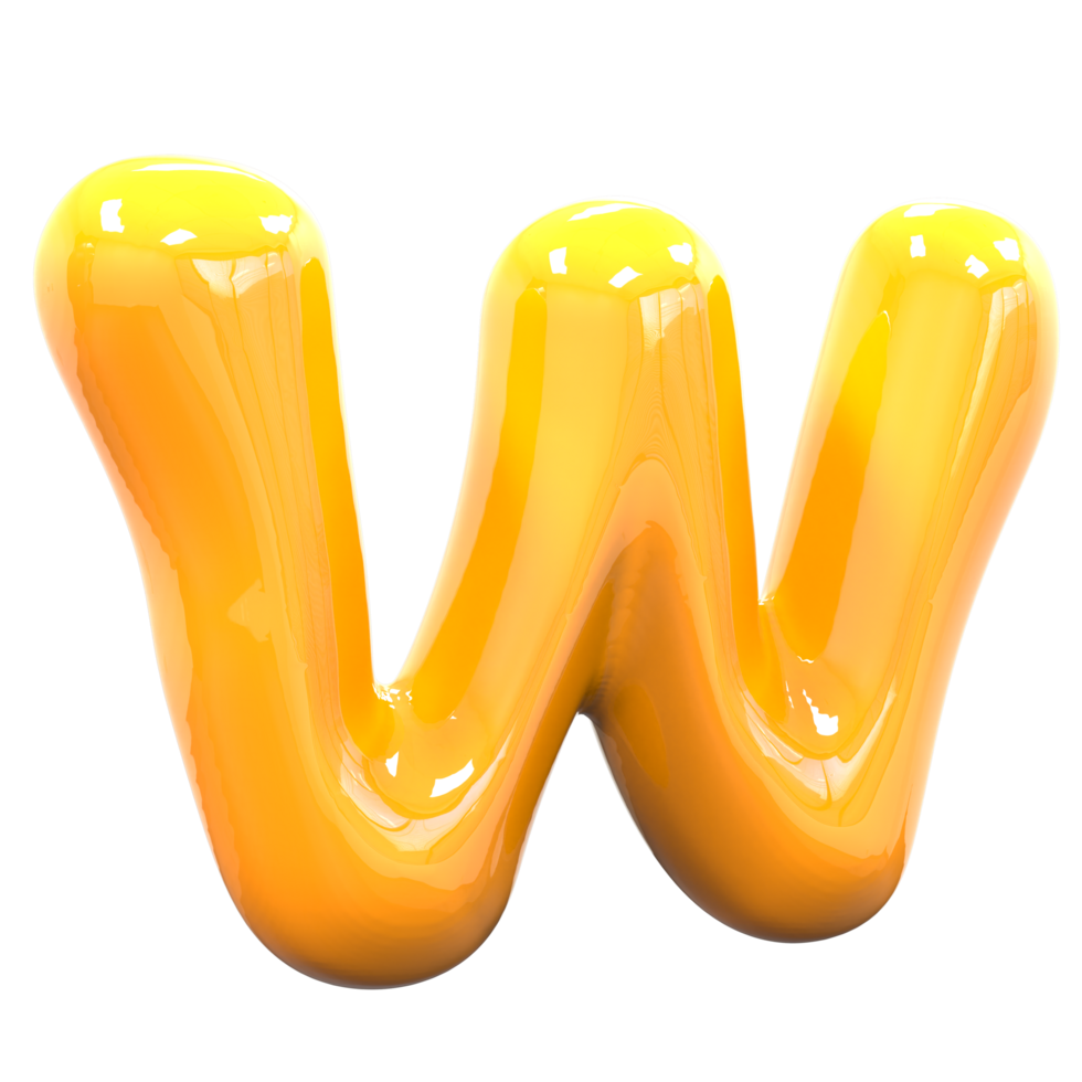 w Font Yellow Color 3D Render png