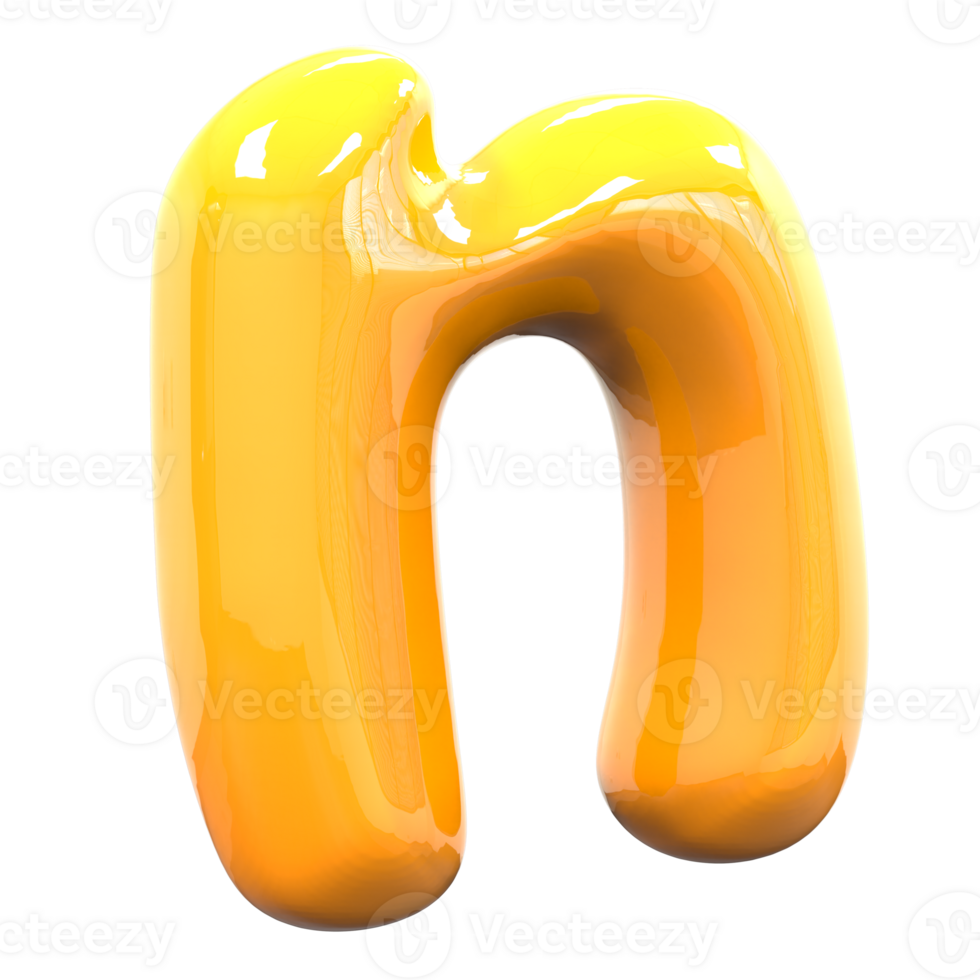 n Font Yellow Color 3D Render png