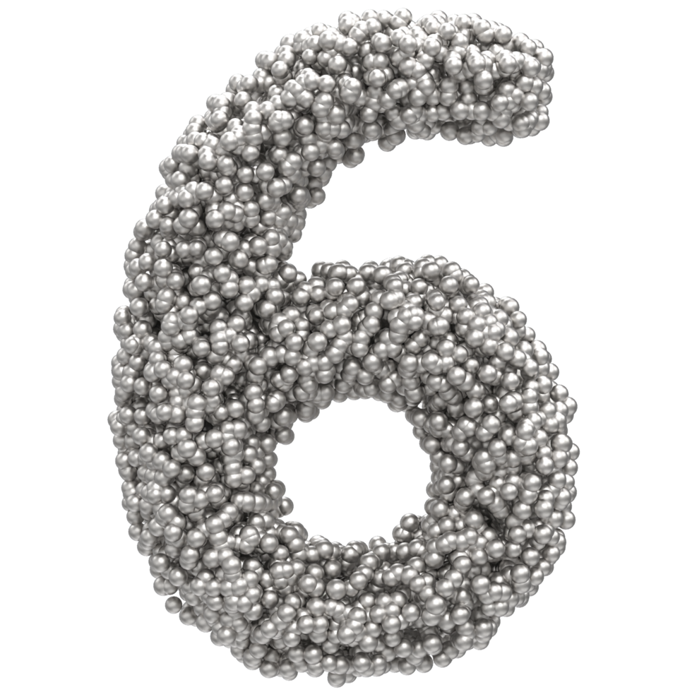 6 Number 3d Render png