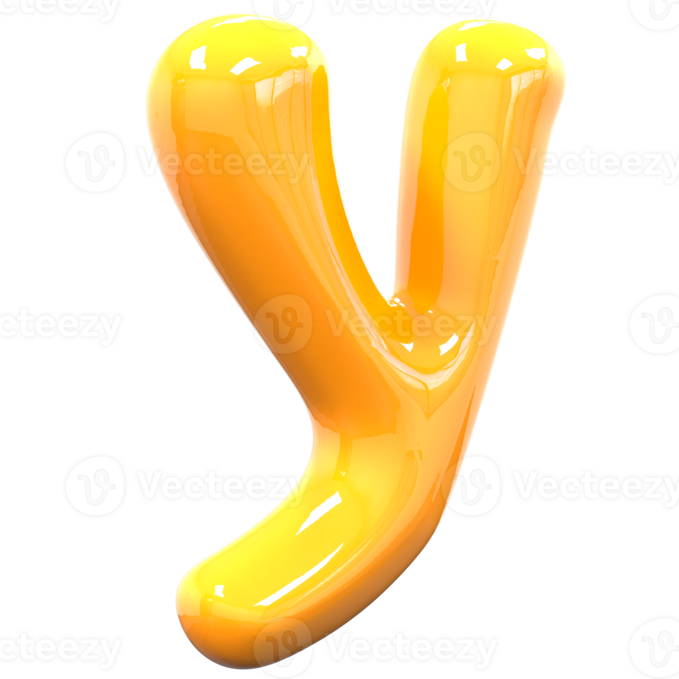 y Font Yellow Color 3D Render png