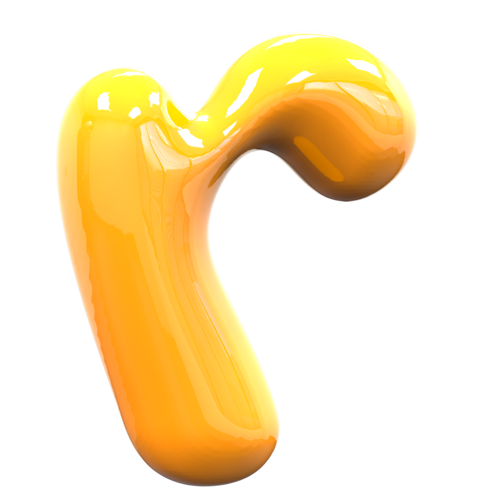 r Font Yellow Color 3D Render png