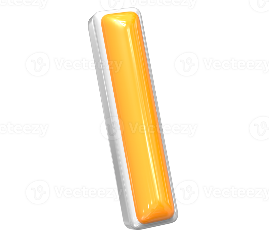 3D Rendering Of Font I With White And Yellow Color png