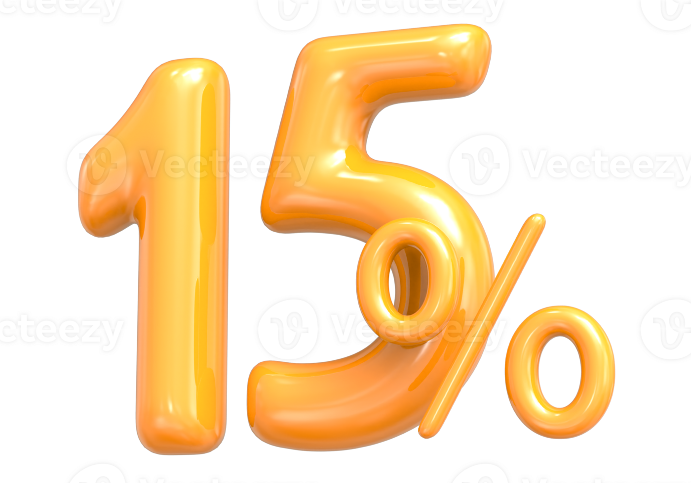 3D Rendering Of Number 15 Percent Yellow png
