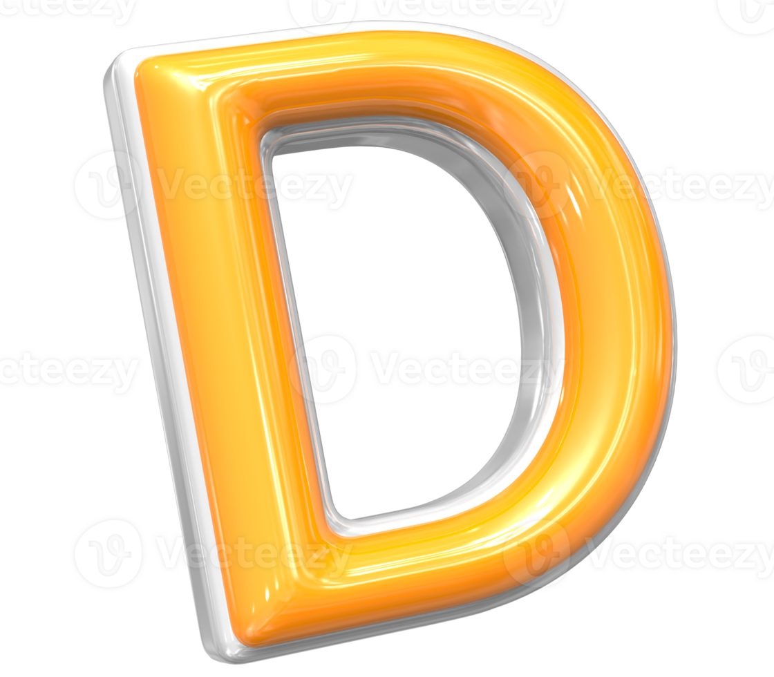 3D Rendering Of Font D With White And Yellow Color png