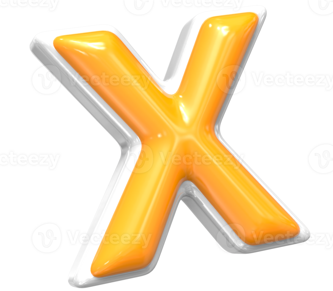3D Render Of Font x With White And Yellow Color png