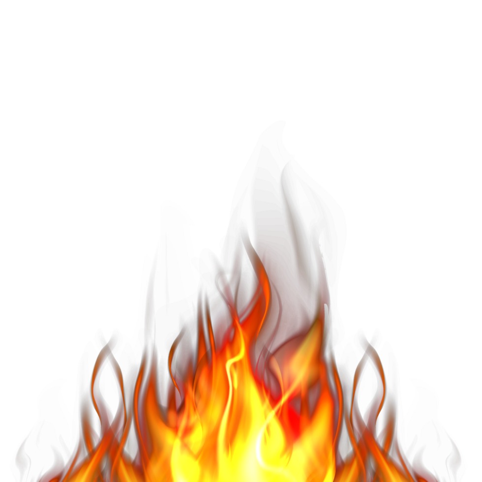 Translucent fire flames and sparks on transparent background png
