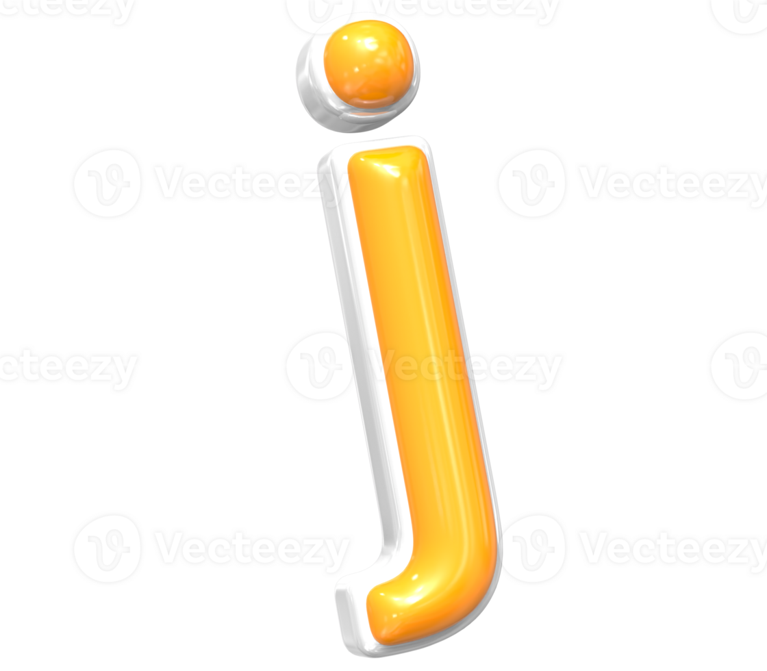 3D Render Of Font j With White And Yellow Color png