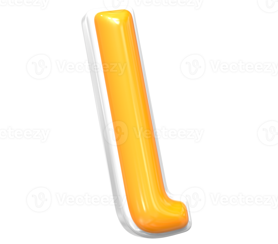 3D Render Of Font L With White And Yellow Color png