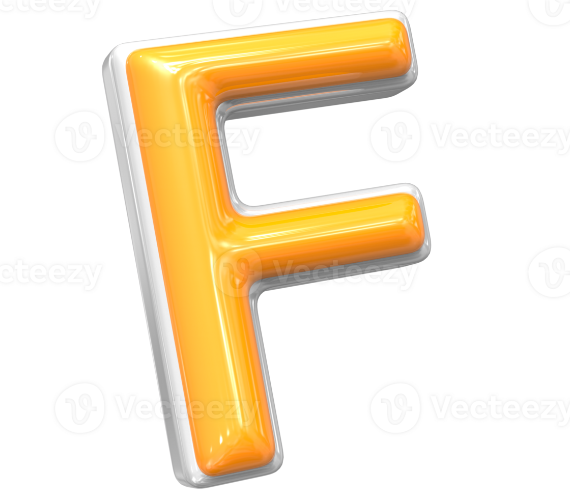 3D Rendering Of Font F With White And Yellow Color png