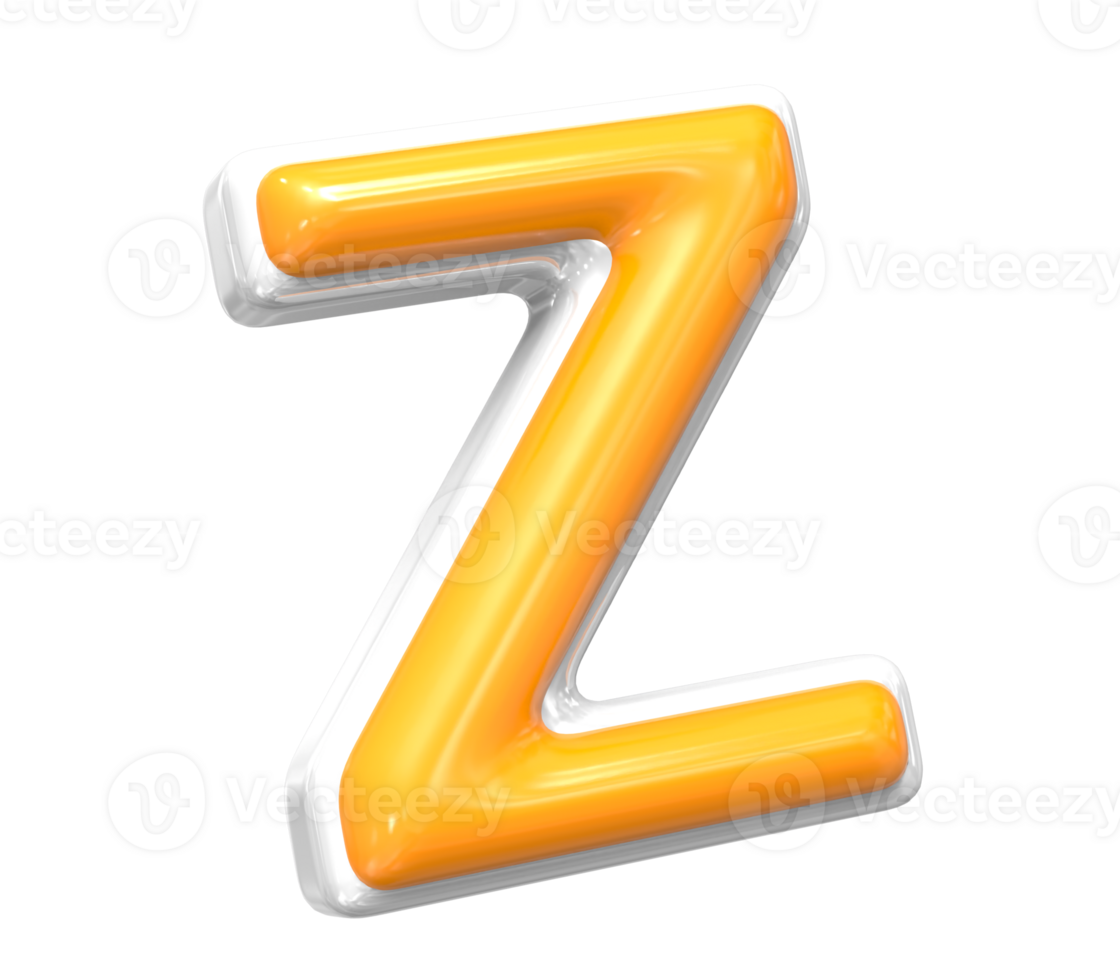 3D Render Of Font z With White And Yellow Color png