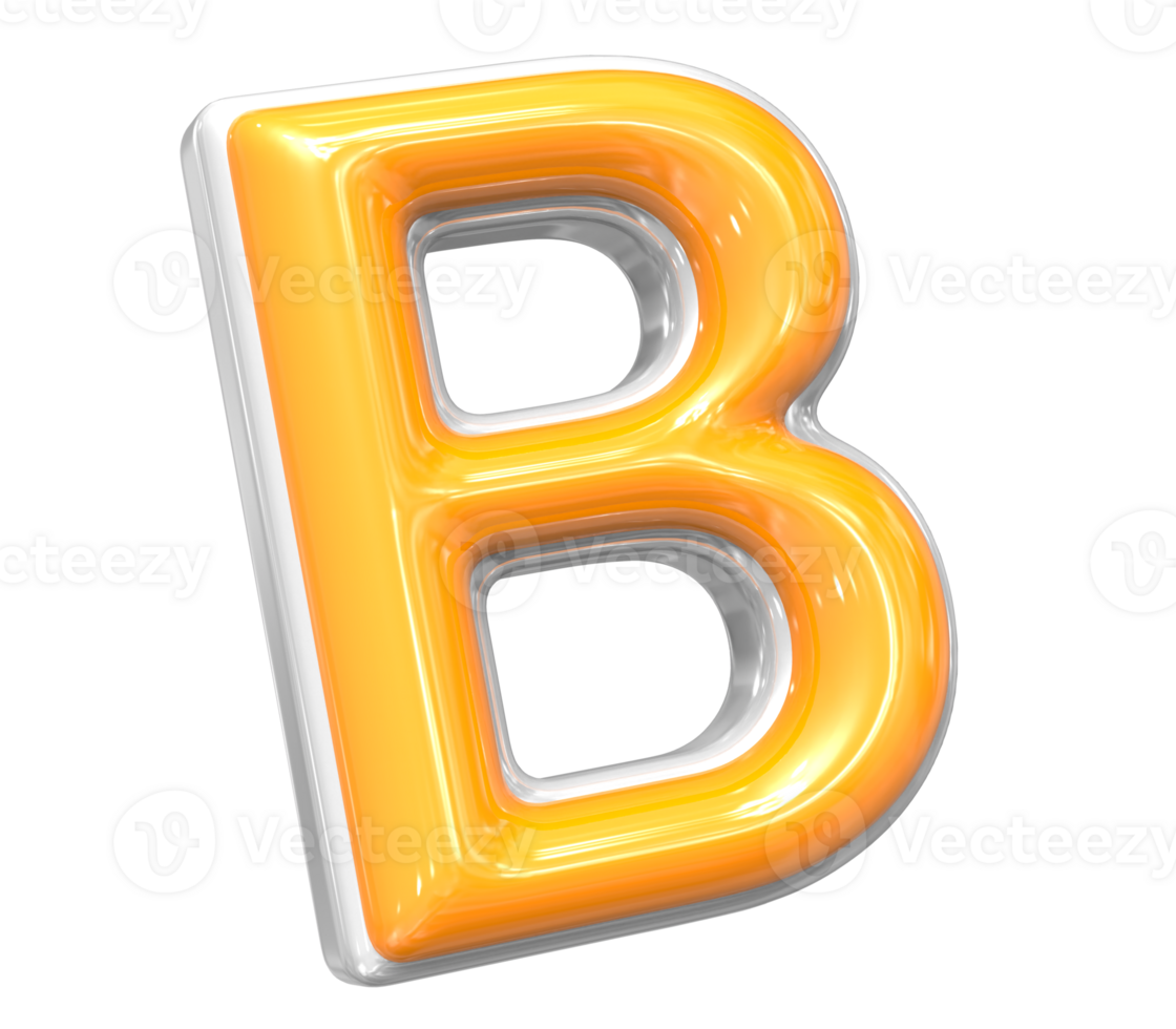 3D Rendering Of Font B With White And Yellow Color png