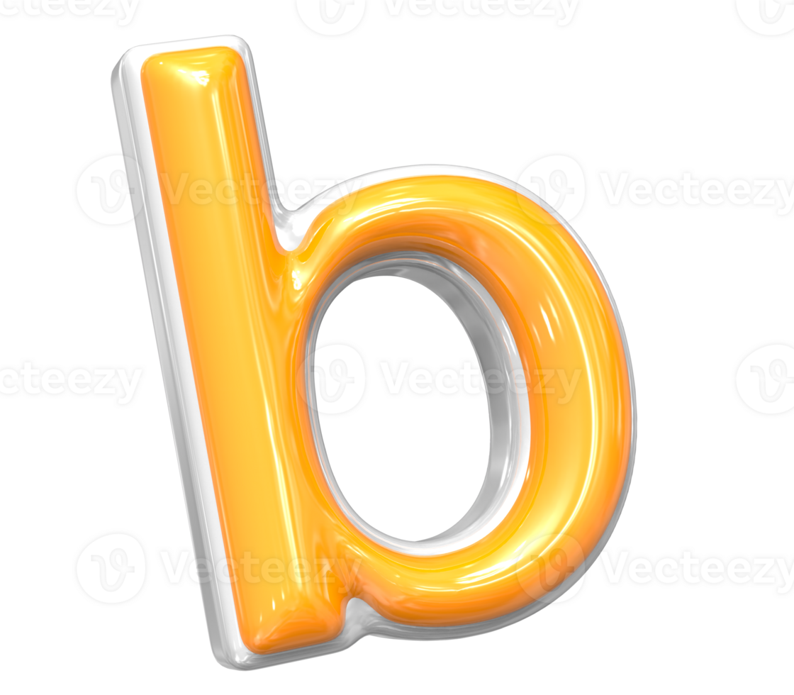 3D Render Of Font b With White And Yellow Color png