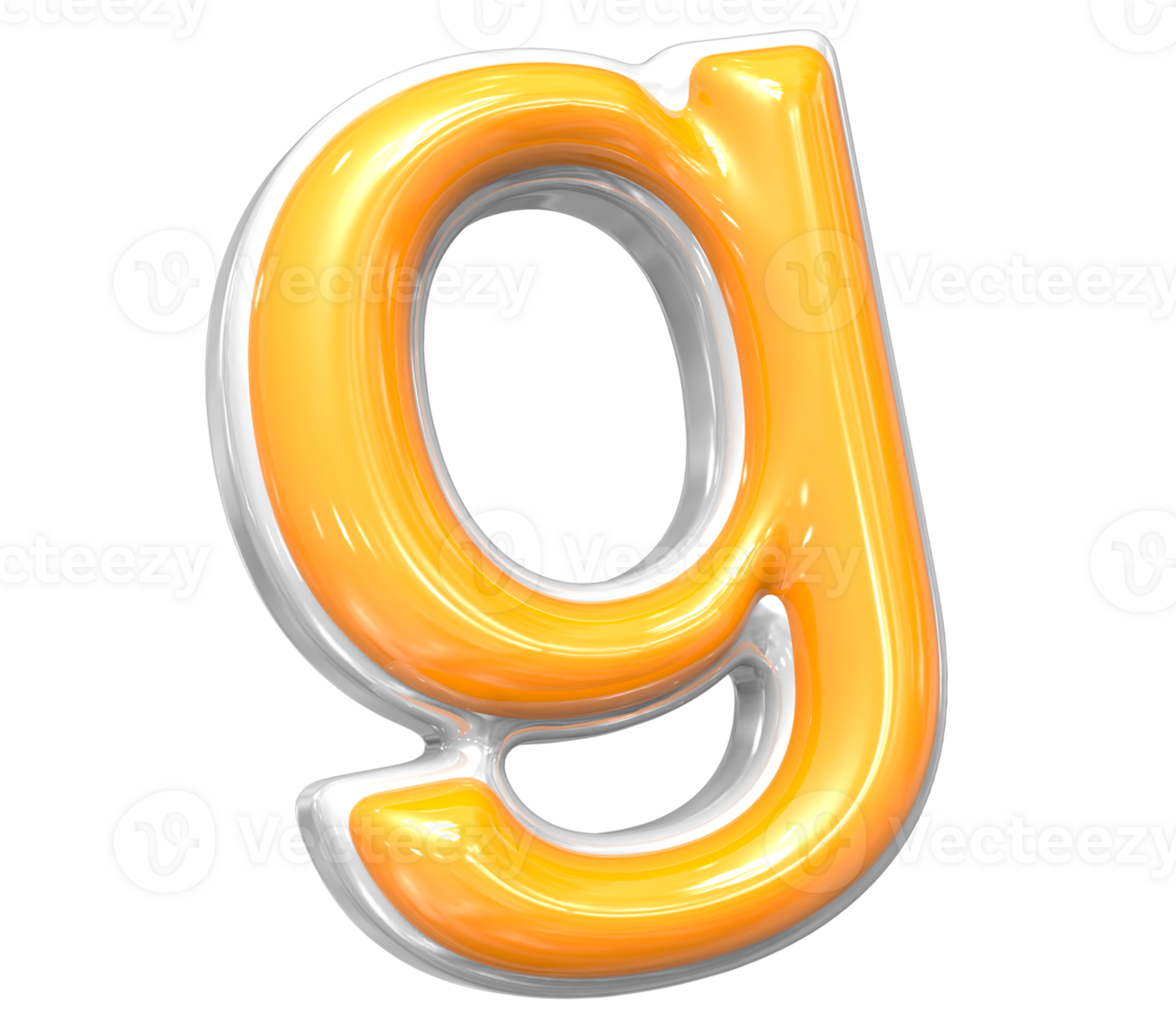 3D Render Of Font g With White And Yellow Color png