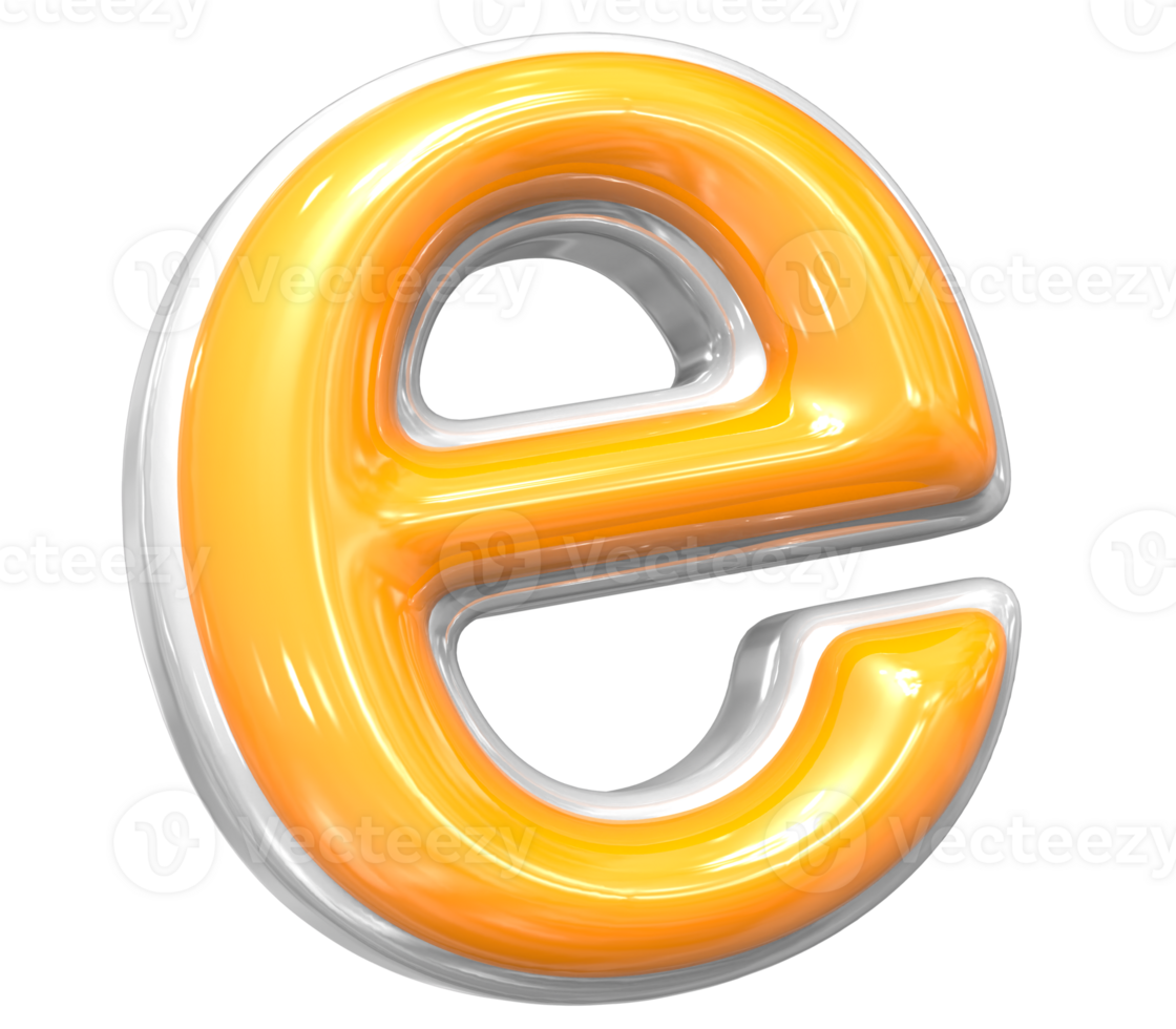 3D Render Of Font e With White And Yellow Color png