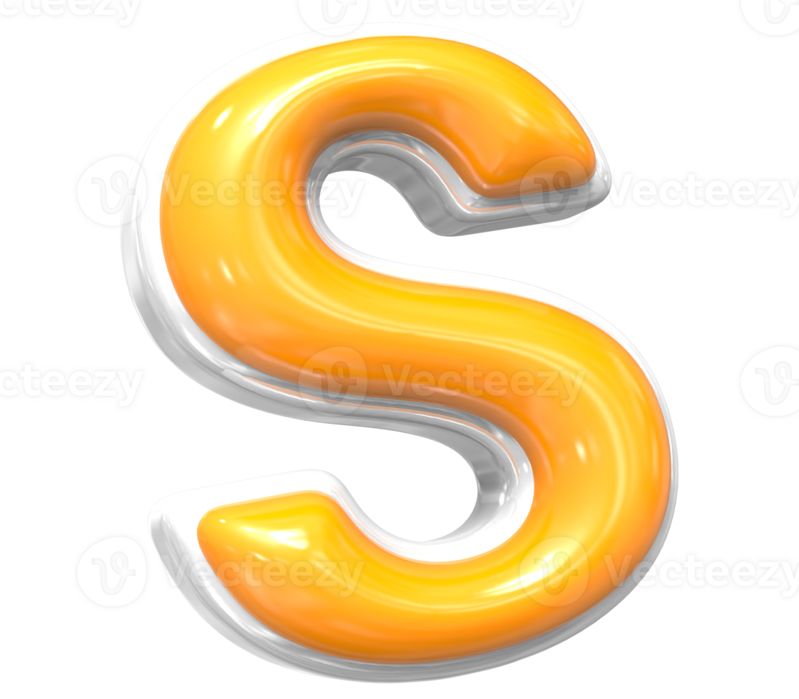 3D Render Of Font s With White And Yellow Color png