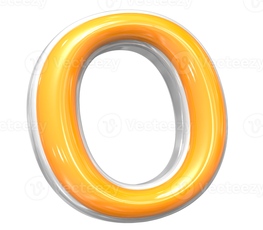 3D Rendering Of Font O With White And Yellow Color png