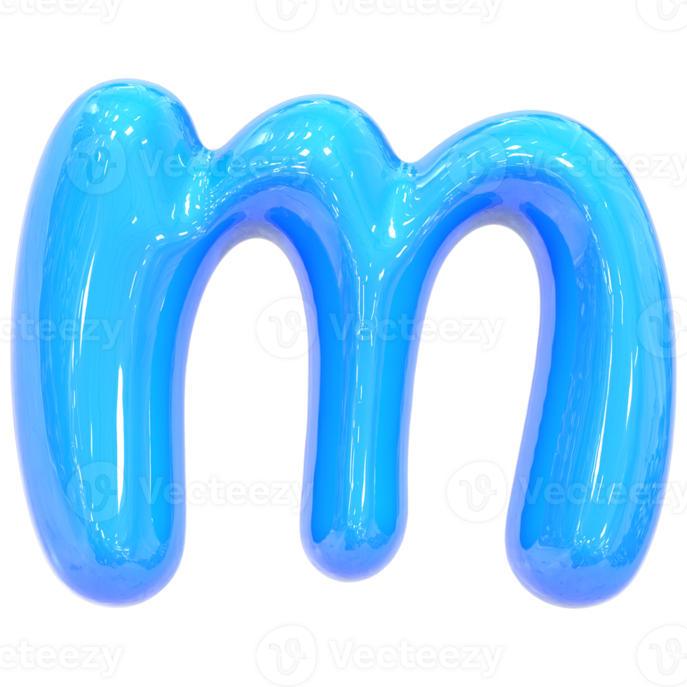 Balloon Font m Blue Color 3D Render png
