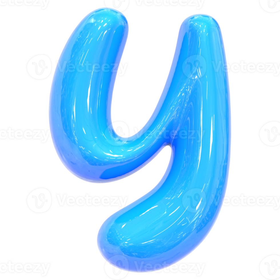 Balloon Font y Blue Color 3D Render png
