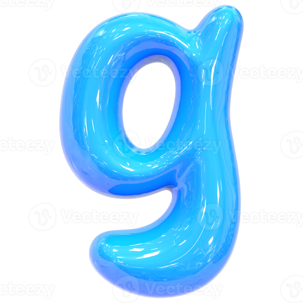 Balloon Font g Blue Color 3D Render png