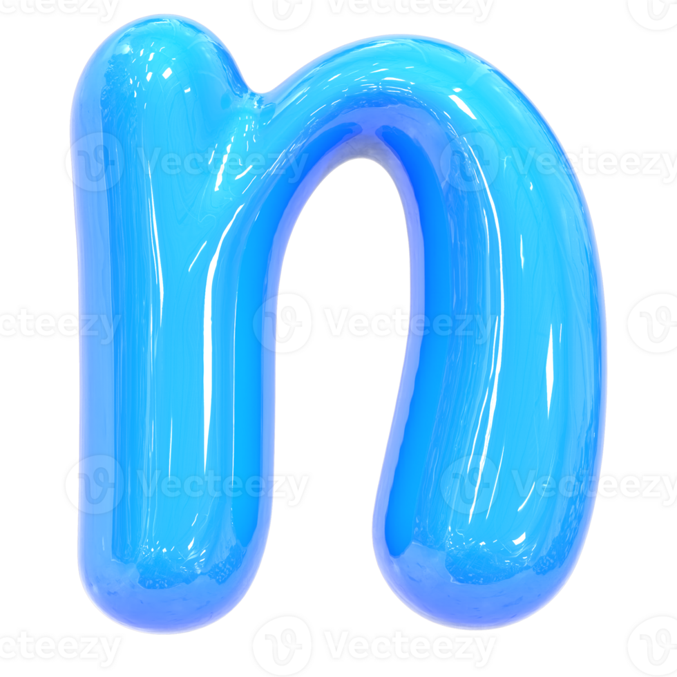 Balloon Font n Blue Color 3D Render png