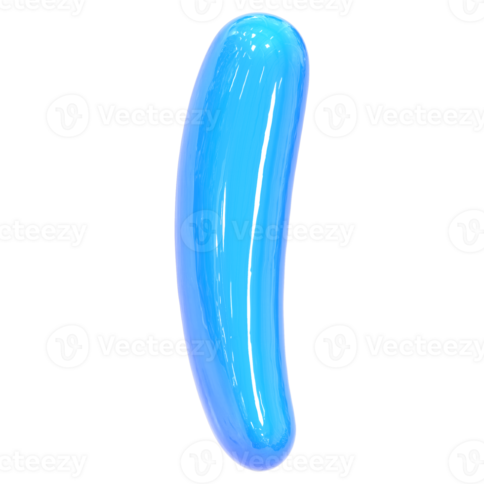 Balloon Font l Blue Color 3D Render png
