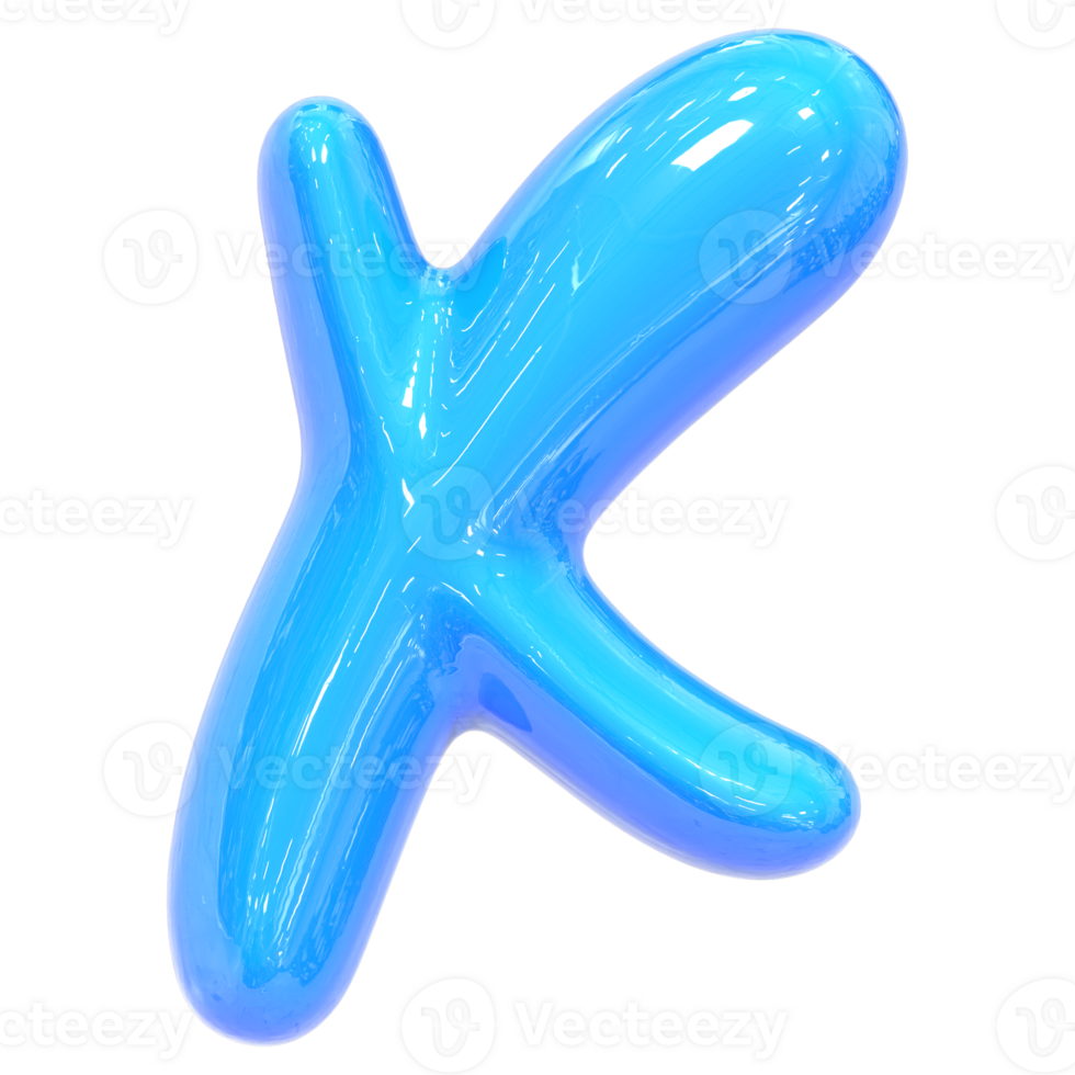 Balloon Font x Blue Color 3D Render png