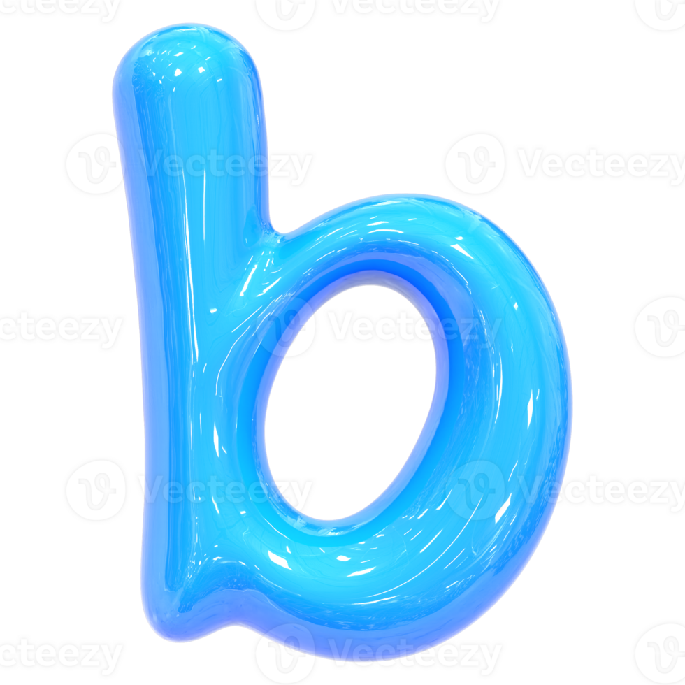 Balloon Font b Blue Color 3D Render png