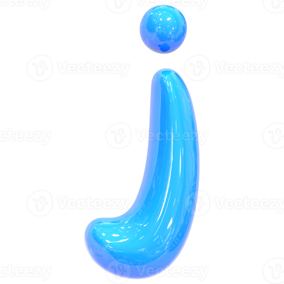 Balloon Font j Blue Color 3D Render png